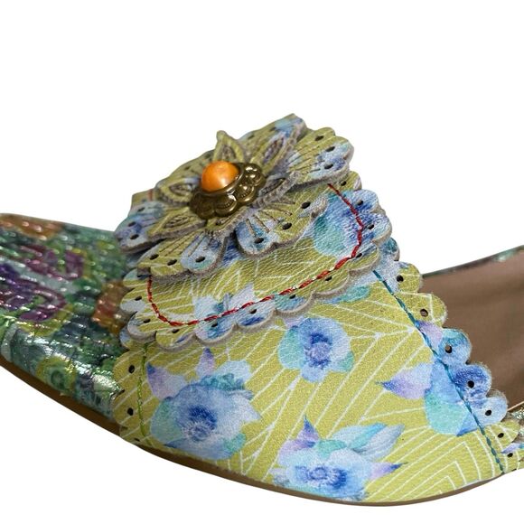 L'Artististe Floral Sandals Boho Spring Step 9.5 10 Block Heel Voguesh - Picture 12 of 15